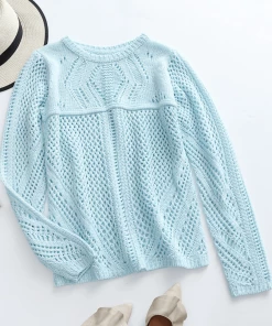 MY New In Clothing Smaibulun | Hollow Out Crochet Knit Top - Blue