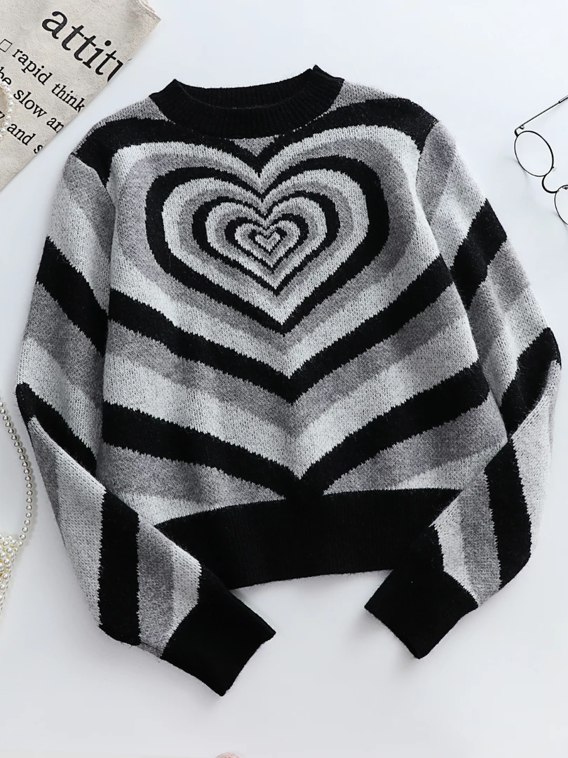 MY Smaibulun | Black Grey Heart Ring Knit Top New In Clothing 4 MY Smaibulun | Black Grey Heart Ring Knit Top New In Clothing