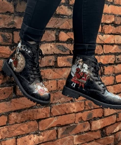 En Bloom | Fairy Tale Princess Lace-Up Ankle Flat Combat Boots - Black