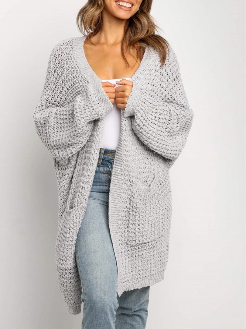 MY New In Clothing Smaibulun | Knit Pocket Open-Front Longline Cardigan - Grey 1 MY New In Clothing Smaibulun | Knit Pocket Open-Front Longline Cardigan - Grey