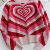MY New In Clothing Smaibulun | Pink Red Heart Ring Knit Top