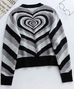 MY Smaibulun | Black Grey Heart Ring Knit Top New In Clothing 12 MY Smaibulun | Black Grey Heart Ring Knit Top New In Clothing