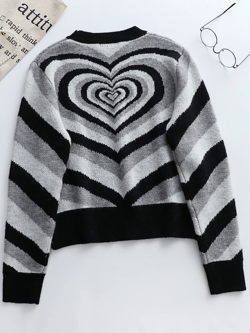 MY Smaibulun | Black Grey Heart Ring Knit Top New In Clothing 5 MY Smaibulun | Black Grey Heart Ring Knit Top New In Clothing
