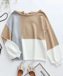 MY Smaibulun | Color Block Pattern Knit Sweater