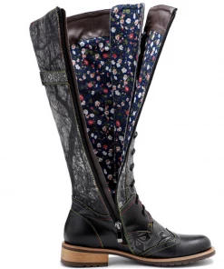 Soffia | Genuine Leather Black Forest Tie-Accent Boho High Boots Knee Boots 18 Soffia | Genuine Leather Black Forest Tie-Accent Boho High Boots Knee Boots