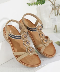 Rhinestone Double Cross Strap Sandals - SIKETU