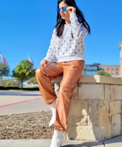 YBL Smaibulun Doll | Brown Faux Leather High-Waist Pants