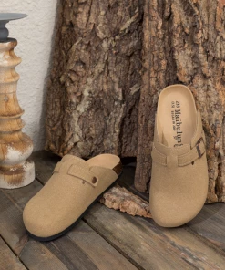 New In Shoes Maibulun | Buckle Suede Classic Beige Clog Mule Slippers