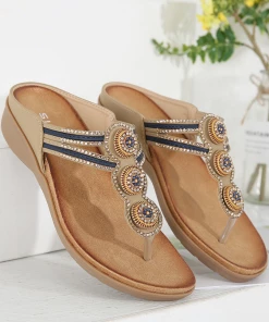 Rhinestone Bead-Accent Sandals - SIKETU