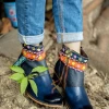 Soffia | Genuine Leather Woven Multi-Strap Flat Ankle Boots Shoes