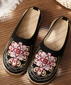 TC S/S 2022 Flower Abstract Embroidered Mules - Cactus Rose