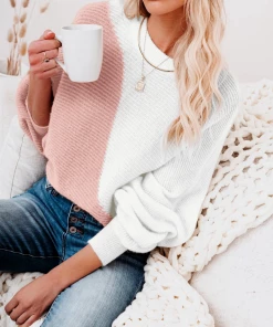 MY New In Clothing Smaibulun | GRANIA Batwing Sleeve Block Color Knit Sweater