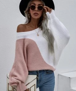 MY New In Clothing Smaibulun | GRANIA Batwing Sleeve Block Color Knit Sweater