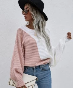 MY New In Clothing Smaibulun | GRANIA Batwing Sleeve Block Color Knit Sweater