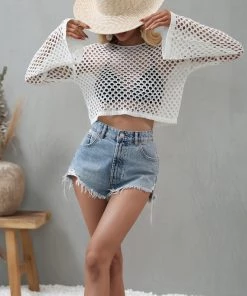 MY AIDA CROCHET KNIT TOP - WHITE