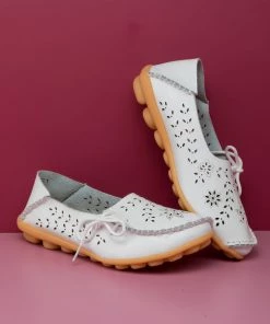 ATC Side Tie Laser Cut Round-Toe Loafers - MAMA LOVE