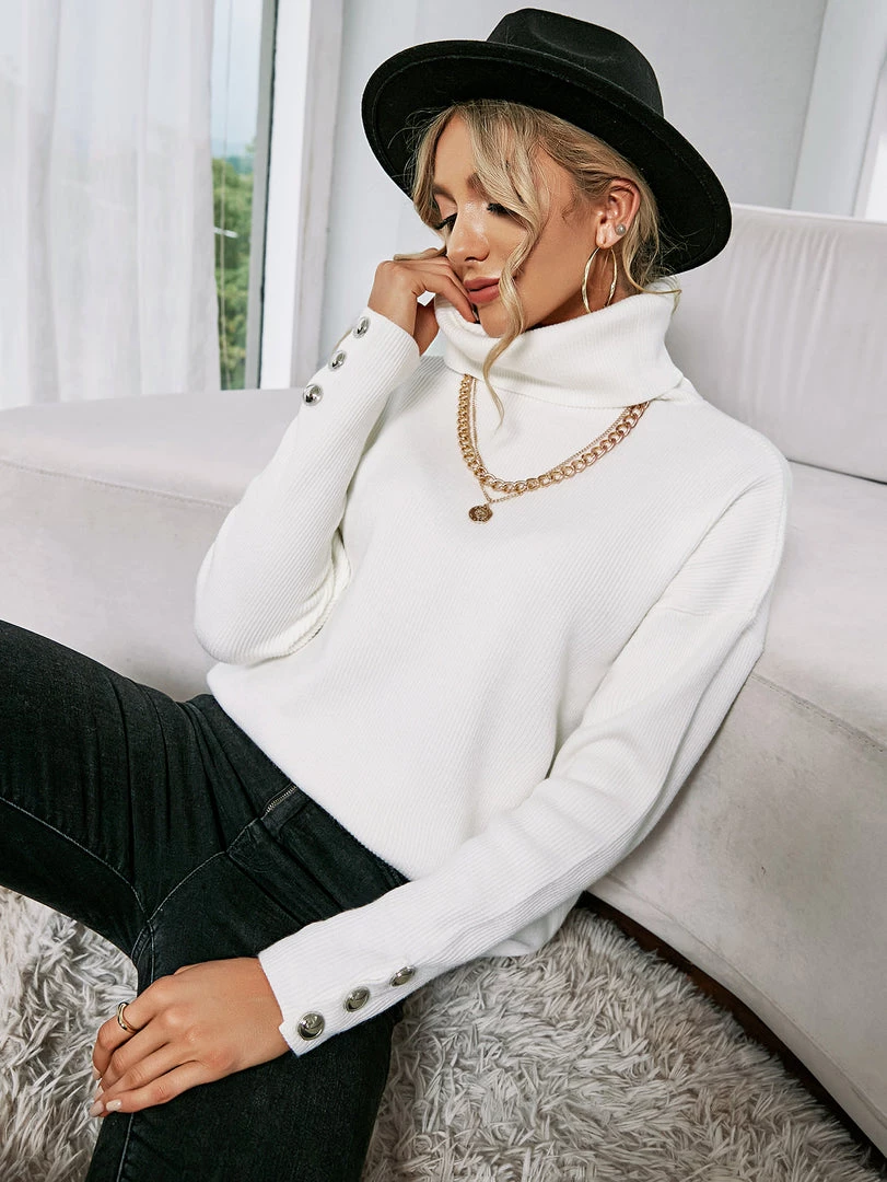 MY Smaibulun | White Oversized Collar Turtleneck Knit Sweater New In Clothing 1 MY Smaibulun | White Oversized Collar Turtleneck Knit Sweater New In Clothing