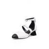Jady Rose JadyRose | Genuine Leather Block Color Equilateral Trapezoid Heeled Sandal - Cream NEW ARRIVALS