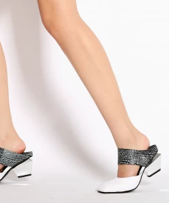 Jady Rose JadyRose | TINA Geometric Heel White Leather Sandal