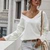 MY Smaibulun | DARIUS Drop Shoulder V-neck Knit Top - White