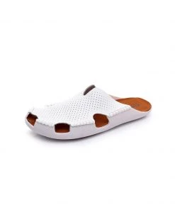 GLF Maibulun | Perforated Cut-Out Genuine Leather Mule - White