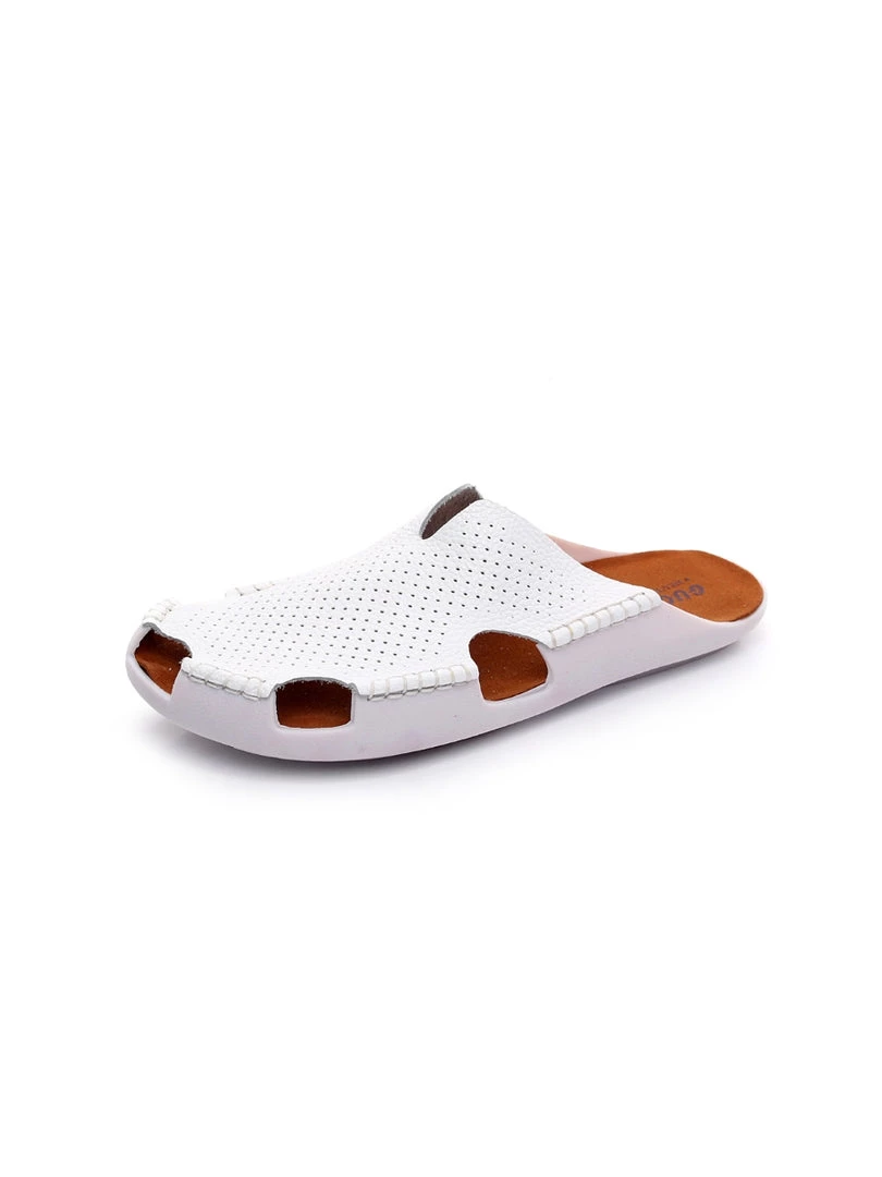 GLF Maibulun | Perforated Cut-Out Genuine Leather Mule - White 1 GLF Maibulun | Perforated Cut-Out Genuine Leather Mule - White
