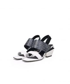 Jady Rose JadyRose | CASEY Geometry Heels Leather White Slingbacke Sandals