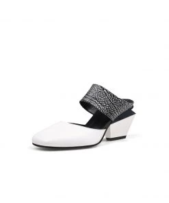 Jady Rose JadyRose | TINA Geometric Heel White Leather Sandal