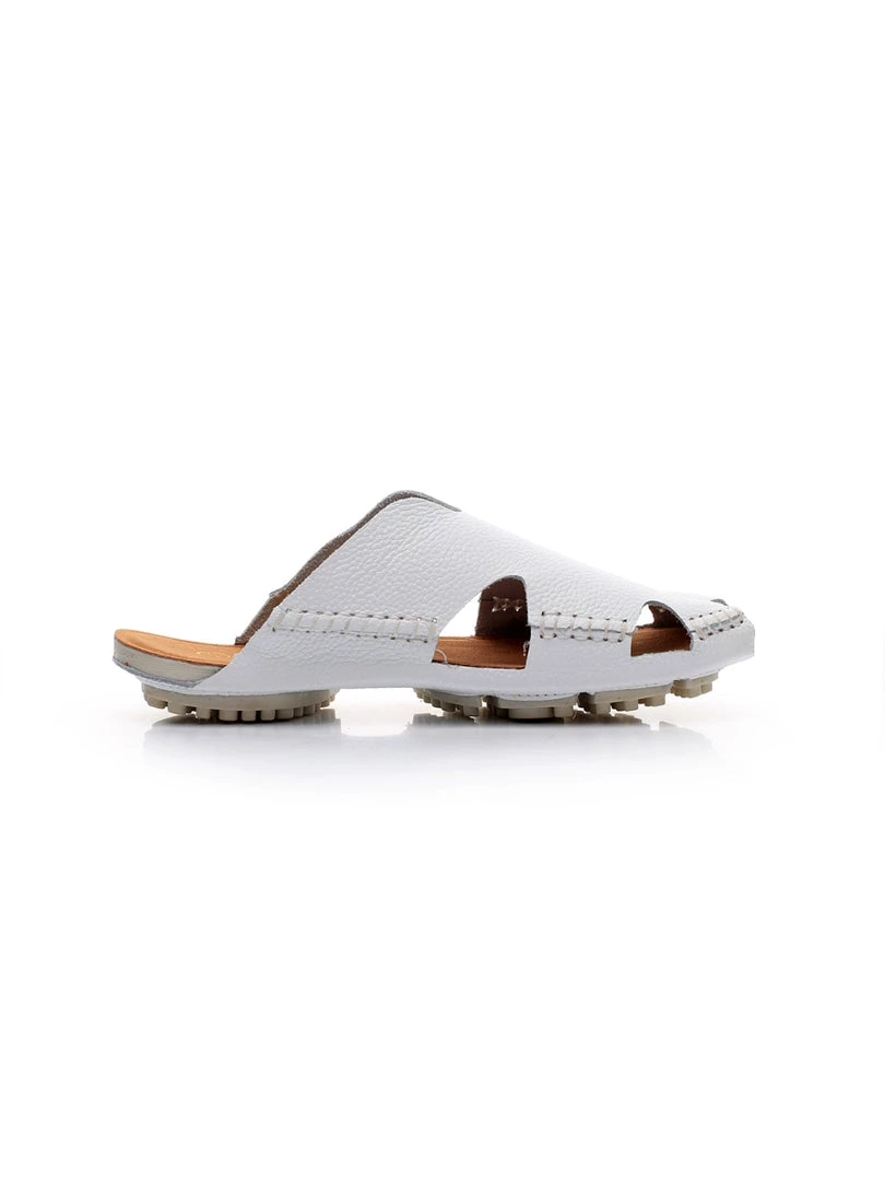 GLF Maibulun | Massage Sole Cut-Out Genuine Leather Mule - White 2 GLF Maibulun | Massage Sole Cut-Out Genuine Leather Mule - White
