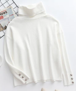 MY Smaibulun | White Oversized Collar Turtleneck Knit Sweater New In Clothing
