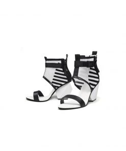 Jady Rose NEW ARRIVALS JadyRose | NOTEPAD Mesh Upper White Leather Sandals