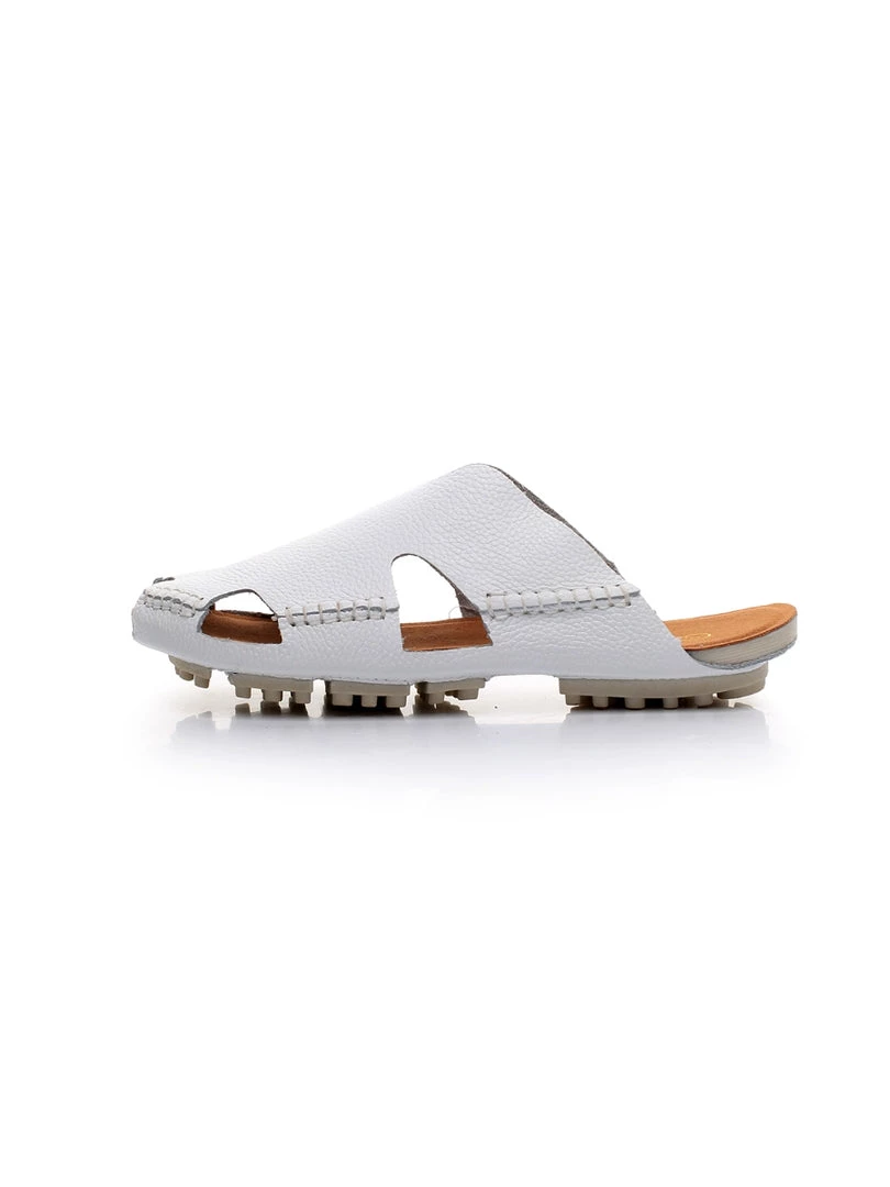 GLF Maibulun | Massage Sole Cut-Out Genuine Leather Mule - White 3 GLF Maibulun | Massage Sole Cut-Out Genuine Leather Mule - White