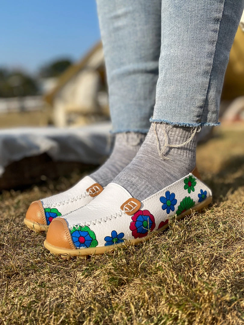 ATC Floral Print-Accent Leather Loafers - MAMA LOVE 22 ATC Floral Print-Accent Leather Loafers - MAMA LOVE