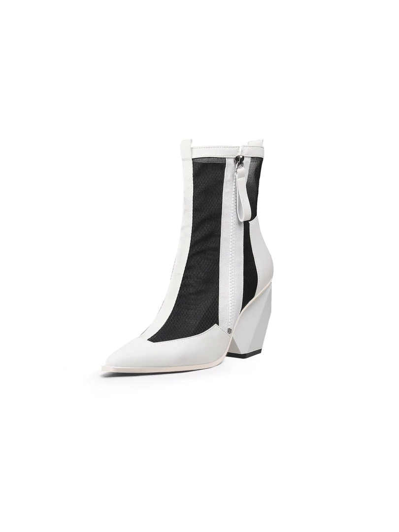 Jady Rose NEW ARRIVALS JadyRose | Geometry Block Heel Summer Boots - White 3 Jady Rose NEW ARRIVALS JadyRose | Geometry Block Heel Summer Boots - White