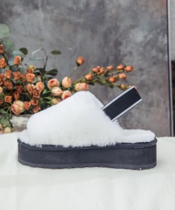 XH SMAIBULUN UGG™ | Soft Woolen Fluffy Disco Platform Sandals Slippers - White