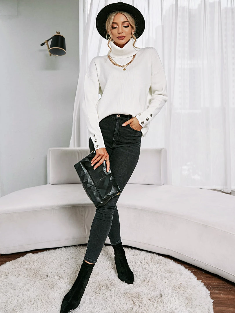 MY Smaibulun | White Oversized Collar Turtleneck Knit Sweater New In Clothing 4 MY Smaibulun | White Oversized Collar Turtleneck Knit Sweater New In Clothing