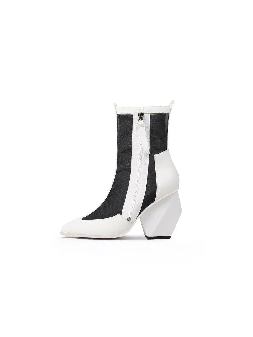 Jady Rose NEW ARRIVALS JadyRose | Geometry Block Heel Summer Boots - White 4 Jady Rose NEW ARRIVALS JadyRose | Geometry Block Heel Summer Boots - White