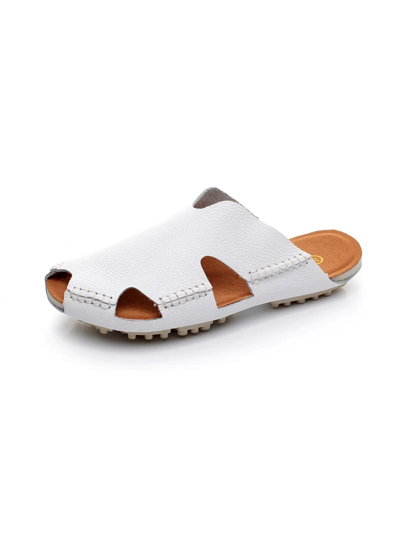 GLF Maibulun | Massage Sole Cut-Out Genuine Leather Mule - White 4 GLF Maibulun | Massage Sole Cut-Out Genuine Leather Mule - White