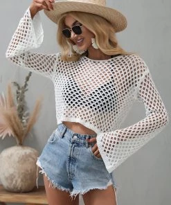 MY AIDA CROCHET KNIT TOP - WHITE