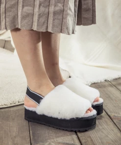 XH SMAIBULUN UGG™ | Soft Woolen Fluffy Disco Platform Sandals Slippers - White