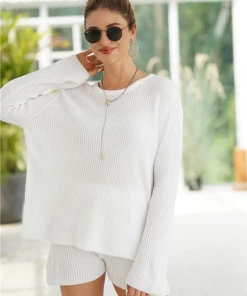 MY Smaibulun | MARGO Lace-Up Back Top & Shorts Knit Set - White New In Clothing 9 MY Smaibulun | MARGO Lace-Up Back Top & Shorts Knit Set - White New In Clothing