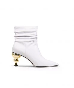 Jady Rose New In Shoes JadyRose | Slouchy Gold Kettle Heeled White Ankle Boot 11 Jady Rose New In Shoes JadyRose | Slouchy Gold Kettle Heeled White Ankle Boot