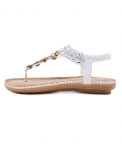 SIKETU | WHITE FLORAL-ACCENT RHINESTONE SANDAL New In Shoes