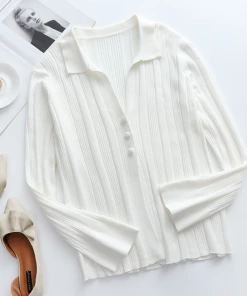 MY Smaibulun Doll | TAMIA Bell Cuff Knit Shirt Jacket - White