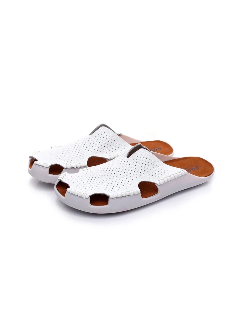 GLF Maibulun | Perforated Cut-Out Genuine Leather Mule - White 5 GLF Maibulun | Perforated Cut-Out Genuine Leather Mule - White