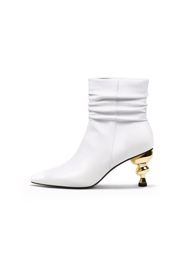 Jady Rose New In Shoes JadyRose | Slouchy Gold Kettle Heeled White Ankle Boot 5 Jady Rose New In Shoes JadyRose | Slouchy Gold Kettle Heeled White Ankle Boot