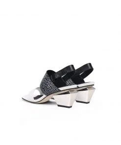 Jady Rose JadyRose | CASEY Geometry Heels Leather White Slingbacke Sandals