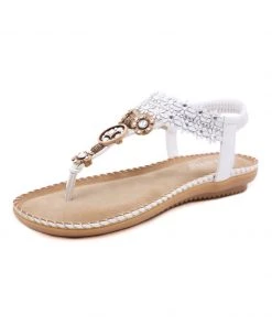 SIKETU | WHITE FLORAL-ACCENT RHINESTONE SANDAL New In Shoes