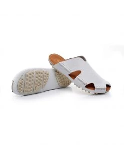 GLF Maibulun | Massage Sole Cut-Out Genuine Leather Mule - White 14 GLF Maibulun | Massage Sole Cut-Out Genuine Leather Mule - White