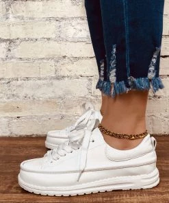 HT EN BLOOM | RUBY TOE CAP SNEAKERS WHITE NEW ARRIVALS